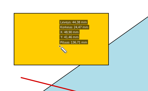 Mittaustyökalu näyttää lukemat kohteen päällä