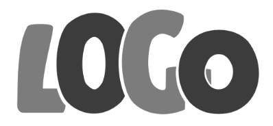 Harmaasävyinen logo, jossa teksti "LOGO"