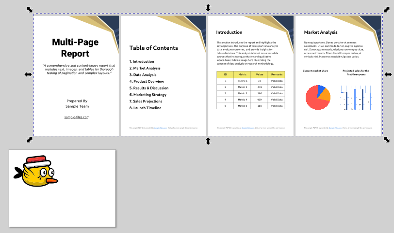 PDF-tiedoston tuonti objekteina