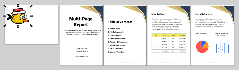 PDF-tiedoston tuonti sivuina
