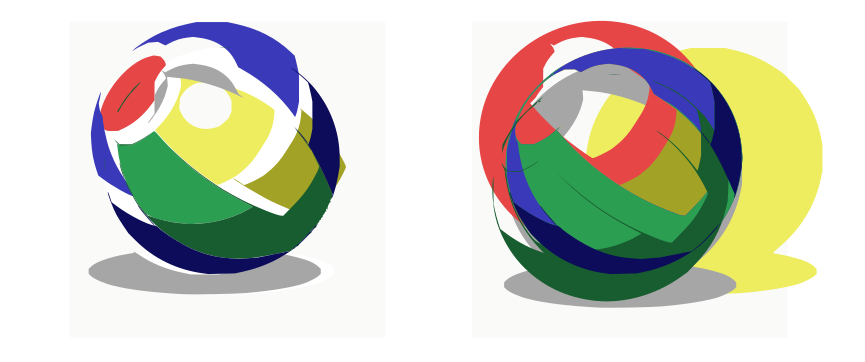 Varsio ilman "Stack"-asetusta ja sen kanssa polut siirreltyinä