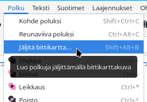 "Polku"-valikossa valinta "Jäljitä bittikartta..."