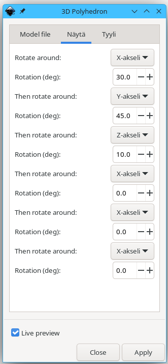 3D-monitahokkaan näyttöasetukset