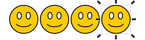 Alkuperäinen hymynaama ja siitä monistetut kolme kopiota