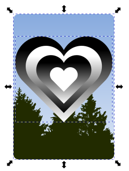 Maskissa sisäkköisiä sydämiä eri suuntiin menevillä väriliu'uilla