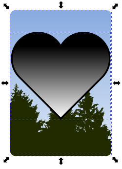 Kuva, johon maskia käytetään, ja maskina toimiva polku päällekkäin