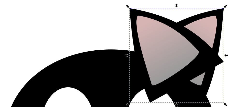 Kissan korva kopioituna ja peilattuna pystyakselin suhteen