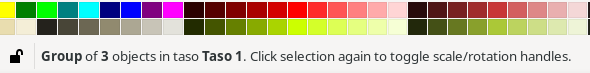 Tilatekstinä: "Group of 3 objects in Taso1.
