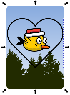 Syvättävä kuva ja rajaukseen käytettävä polku päällekkäin ja valittuina