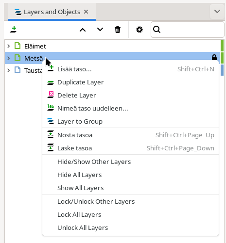 Tason kontekstivalikko