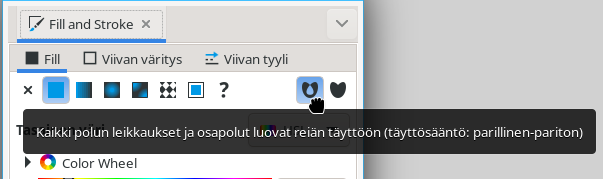 Täyttö ja reuna dialogin täytttösääntö-valinta