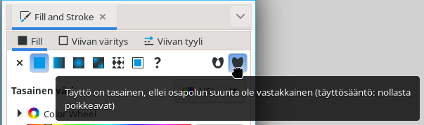 Täyttö ja reuna dialogin täytttösääntö-valinta