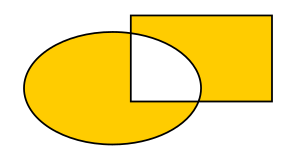 Ellipsin ja suorakulmion ei päällekkäin osuvat osuudet eli poisto