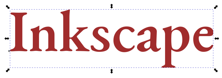 Punainen teksti "Inkscape"