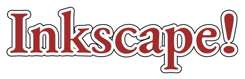 Punainen teksti "Inkscape!" muokattu ja linkitetty laajennus seuraa