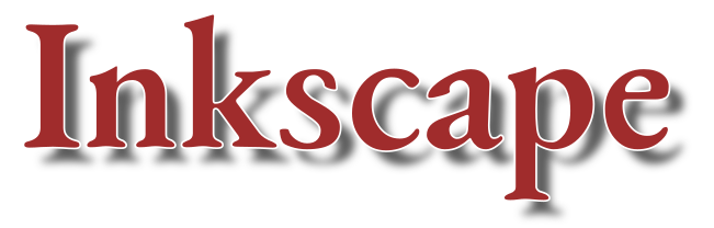 Punainen teksti "Inkscape" ja sille linkityksen avulla luotu varjo