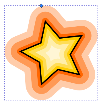 Tähti ja useita eri kokoisia reunoja