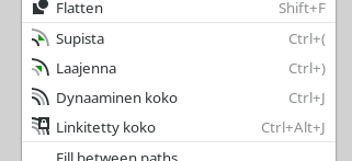 Supistaminen ja laajentaminen valikossa