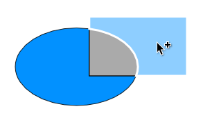 Valittuna yksi osa ja hiiri toisen osan päällä