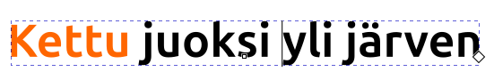 Teksti "Kettu juoksi yli järven" keskitettynä
