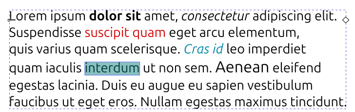 Tekstissä erilaisija muotoiluja