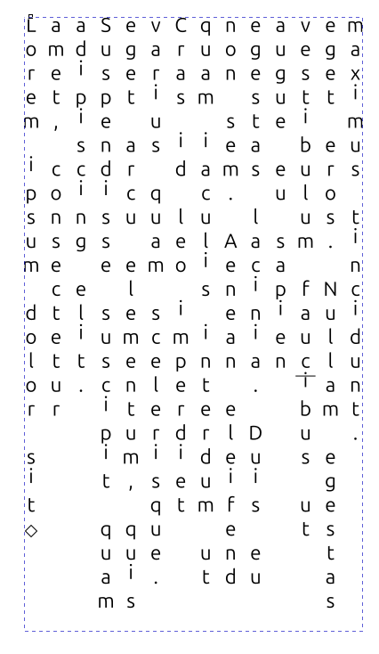 Teksti kirjoitettuna ylhäältä alas, vasemmalta oikealle, pystykirjaimin
