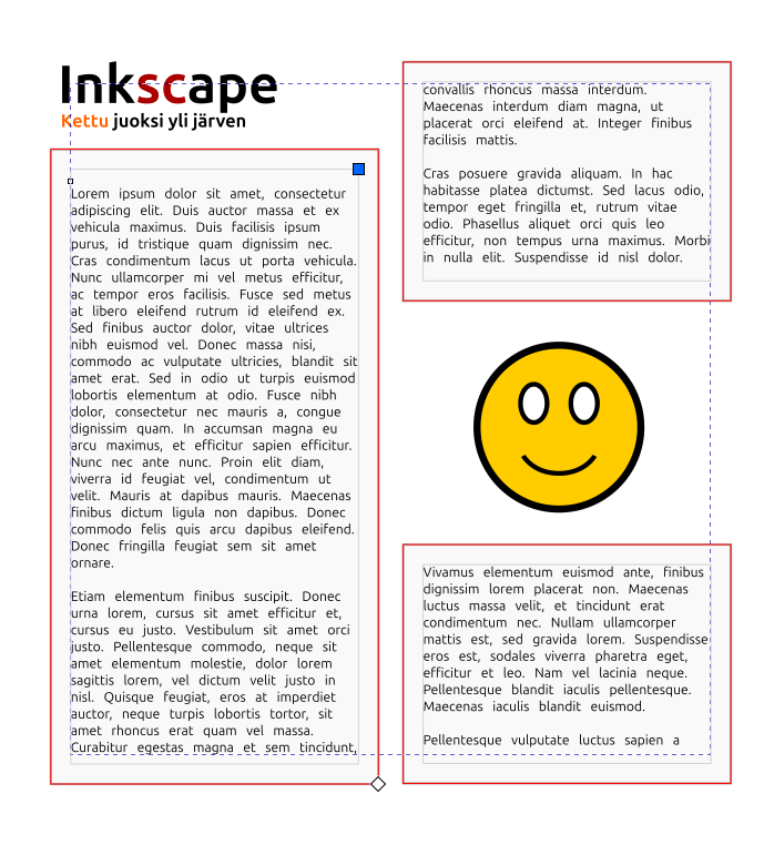 Teksti aseteltuna palsoihin ja lisätään tilaa tekstin ympärille