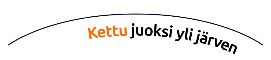 Teksti keskellä polkua laskettuna ja siirrettynä oikealle