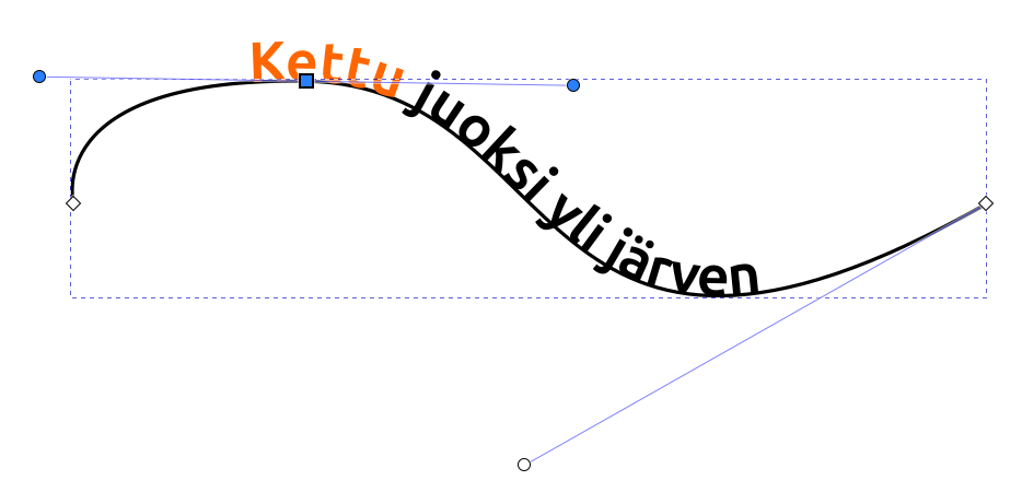 Teksti muokatulla polulla