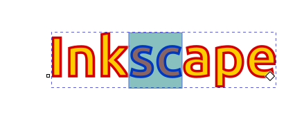 Tekstin osa valittuna ja muutettu reunaväriä ja täyttöä