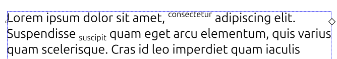 Esimerkki tekstistä ylä- ja alaindeksissä