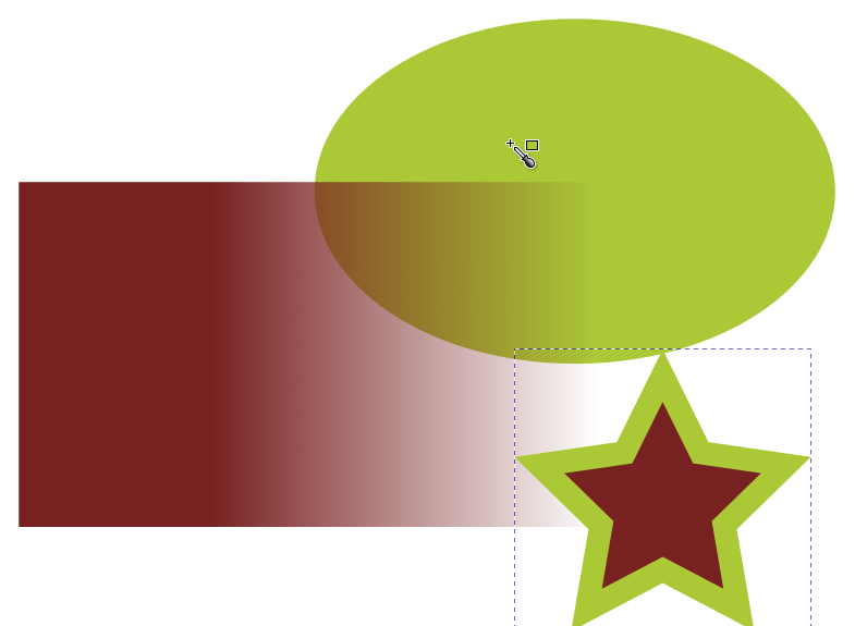Väriä klikattu hiiren napilla Shift pohjassa ja väri tullut kohteen reunaväriksi