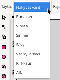 Täytön värin tunnistuksen pudotusvalikko